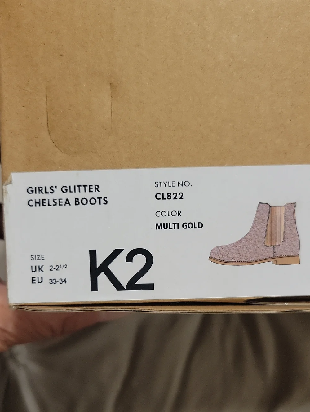 Crewcuts Girls' Glitter Chelsea Boots - Multi Gold Sparkle Sz 2